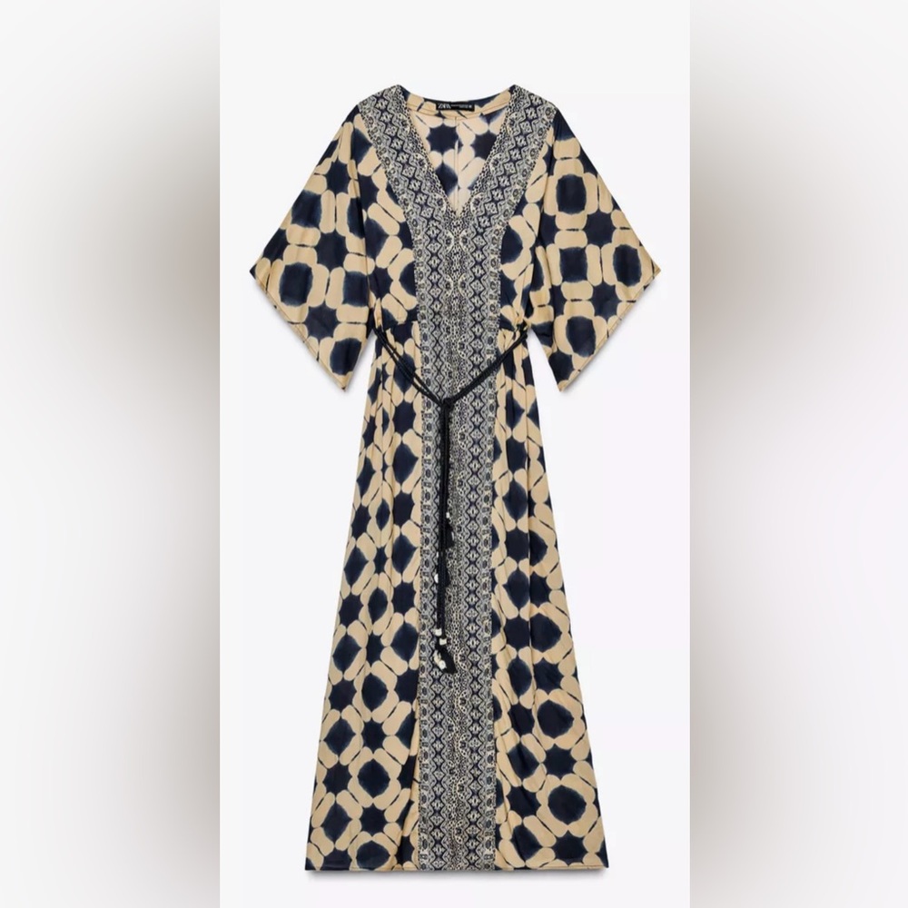 Zara Printed Caftan Dress NWT M/L